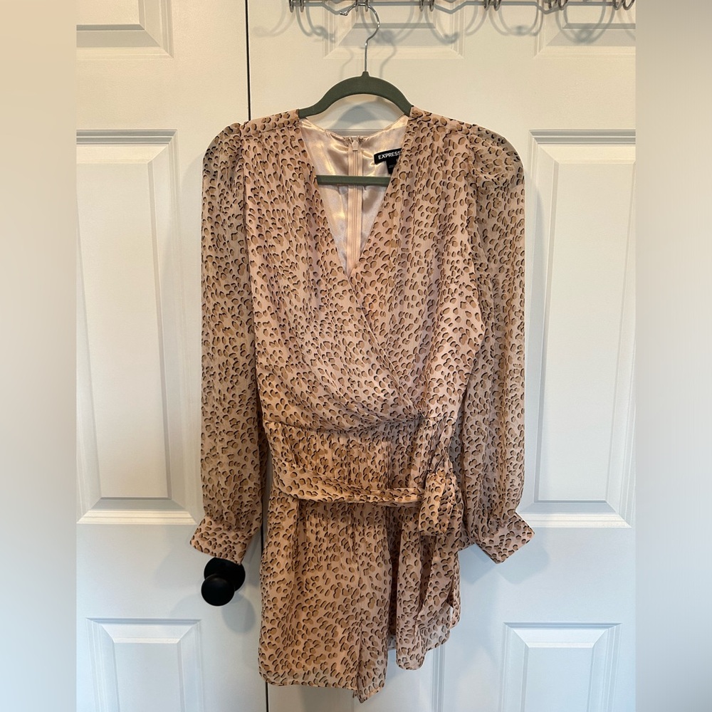 Nude/pink leopard romper from Express